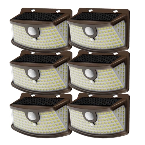 Image of Aootek Solar Motion Sensor Lights Outdoor 120 LEDs, Brown, 6 Pack | Lights Reflector, 270 Wide Angle, IP65 Waterproof, Step Lights For Front Door, Yard, Garage, Deck