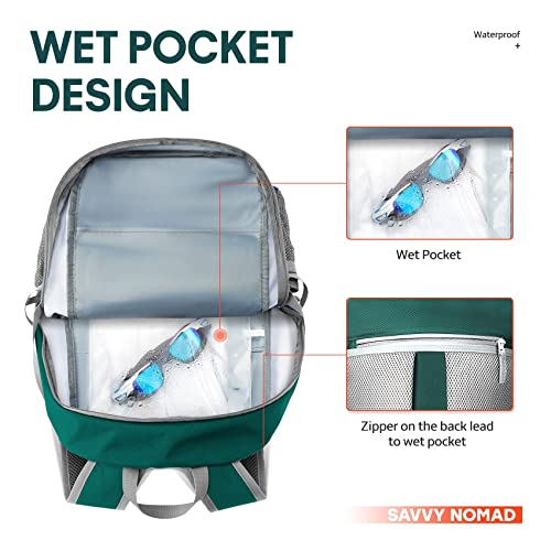 Savvy Nomad 40L Hiking Travel Packable Lightweight Camping Backpack Daypack With Removable Belt Bag For Women Men-Green #TOP1