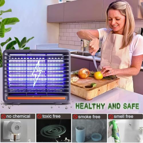 Image of Electric Mosquito Killer Lamp, Indoor UV Insect Killer Machine with Dual UV Tubes, High Power Bug Zapper, Fly & Mosquito Trap for Home, Bedroom, Kitchen, Office (Grey-Black)