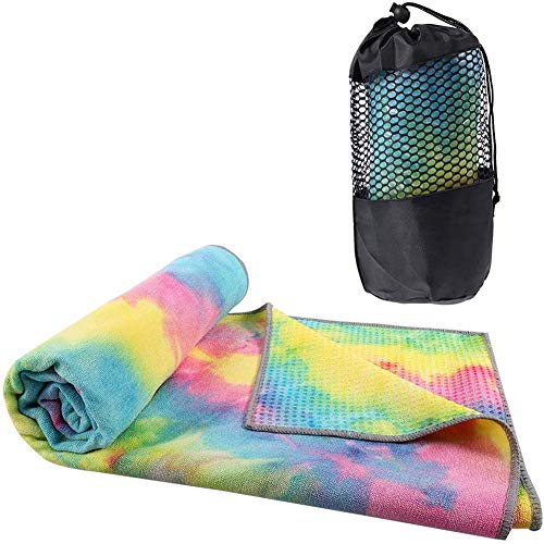 AnnQUYANG Non Slip Yoga Towel Microfiber Sweat Absorbent & Quick Dry Mat Towel - Ideal for Hot Yoga, Pilates and Workout,Pink