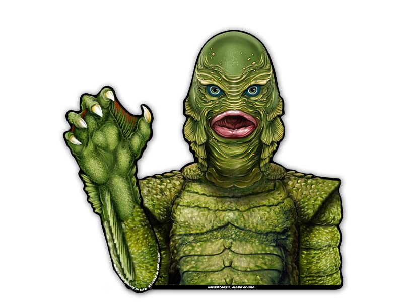 Image of Gill-Man Creature from The Black Lagoon Nostalgic Horror Waving WiperTags with Decal for Rear Vehicle Wipers. Universal fit. Made in USA.