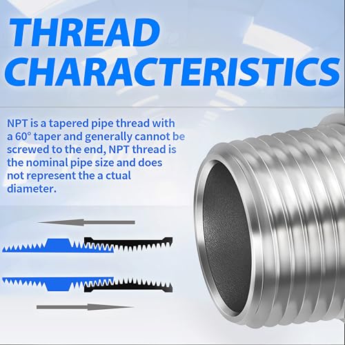 Image of ChillWaves 304 Stainless Steel Cast Pipe Fitting, Union，1 /2 inch NPT Male x 1 /2 inch NPT Female Thread Adapter(4-PACK)