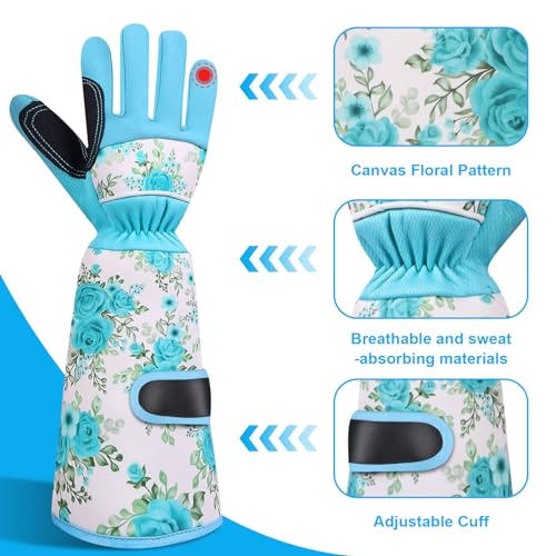 DLY Gardening-Gloves-for-Women, Breathable and Comfortable Long-Leather-Garden-Gloves - Image 3