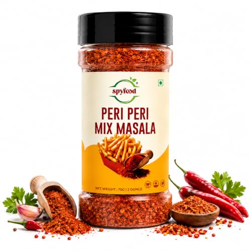 Image of SPYFOOD Peri Peri Masala 70g | Premium Peri Peri Seasoning | Spicy & Tangy Masala for French Fries, Pizza, Pasta, Popcorn, Burgers & Snacks | No Artificial Colors