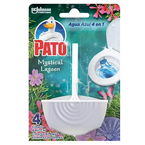 DUCK Pato Colgador Agua Mystical Lagoon, Acción 4 en 1, Colorea el Agua de Azul, Limpia el Inodoro, Antical, Frescor Intenso, 1 Colgador