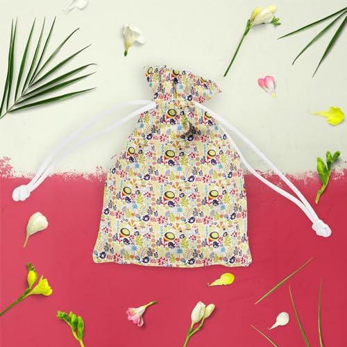 Image of ArtzFolio Birds & Flowers D5 | Pouch Wrist Potli Bag | Bag for Weddings & Casual Parties