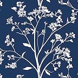 Selbstklebende Tapete🎖️[Einzigartiges Design]: CiCiwind Tapete druckt ein weißes Pflanzenmuster auf einen blauen Hintergrund und besteht aus verdicktem Material, das der Tapete einen klassischen Vintage-Look mit lebendigen Mustern, klaren Linien, hohem Kontrast und guter Textur verleiht.