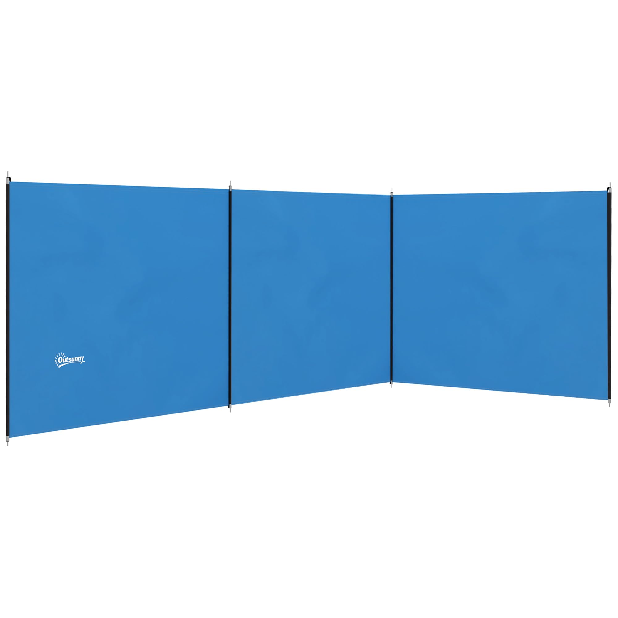 Outsunny 4 Pole Camping Windbreaks, Beach Wind Shield Shelter with Carry Bag and Steel Poles, Outdoor Caravan Privacy Shield, 540cm x 150cm, Blue โ image 1