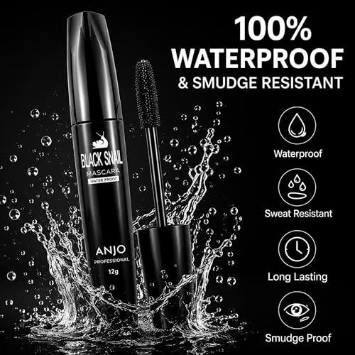 Image of ANJO Tubing Mascara Black - Waterproof Mascara Volume and Length, Smudge Proof Lash Extension Effect, Volumizing, Lengthening & Curling Eye Makeup for Women
