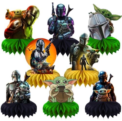 8Pcs Mandalorian Table Centerpiece Birthday Party Supplies Double Side Table Decorations for Kids Party Decorations