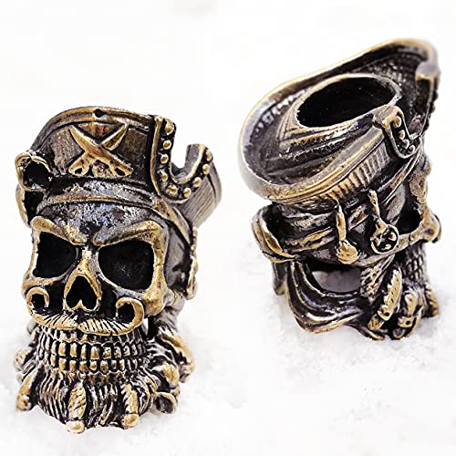 CooB 1Pcs/Lot Paracord Bead, Pendant, Charm, Knife Lanyard Beard, Beard Bead Pirate Blackbeard Skull. Paracord Beads Charms for Paracord Bracelets, Lanyards, Charm Zipper Pull