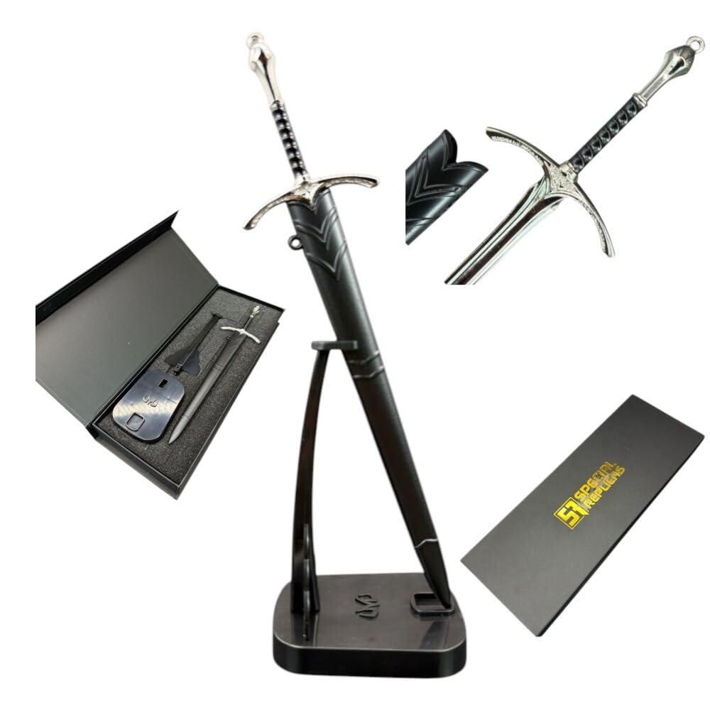 57 SPECIAL REPLICAS Letter Opener Envelope Slitter 22 cm with Stand, Sheath and Giftbox - Inspired by Ganndalff Glammdring - Collectible Decorative Paper Correspondence Opener, KW1123