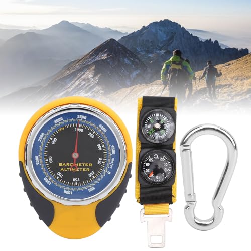LCCEERD Barometro con Bussola Altimetro Termometro, 4 in 1 Stazione Meteo Analogica, Multifunzione Bussola da Campeggio Trekking per Arrampicata Escursionismo Pesca Esterni