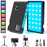 Upgraded RGB LED Video Light, Full Color LED Camera Light with Portable Tripod Phone Holder,...