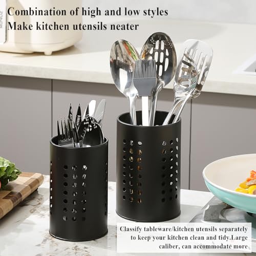 Evanda Kitchen Utensils Holder for Countertop Pack of 2, Stainless Steel Black Utensils Caddy, Farmhouse Stylish Organizer and Kitchen Decor Utensil Crock, Gift for New House New Apartment - Image 5