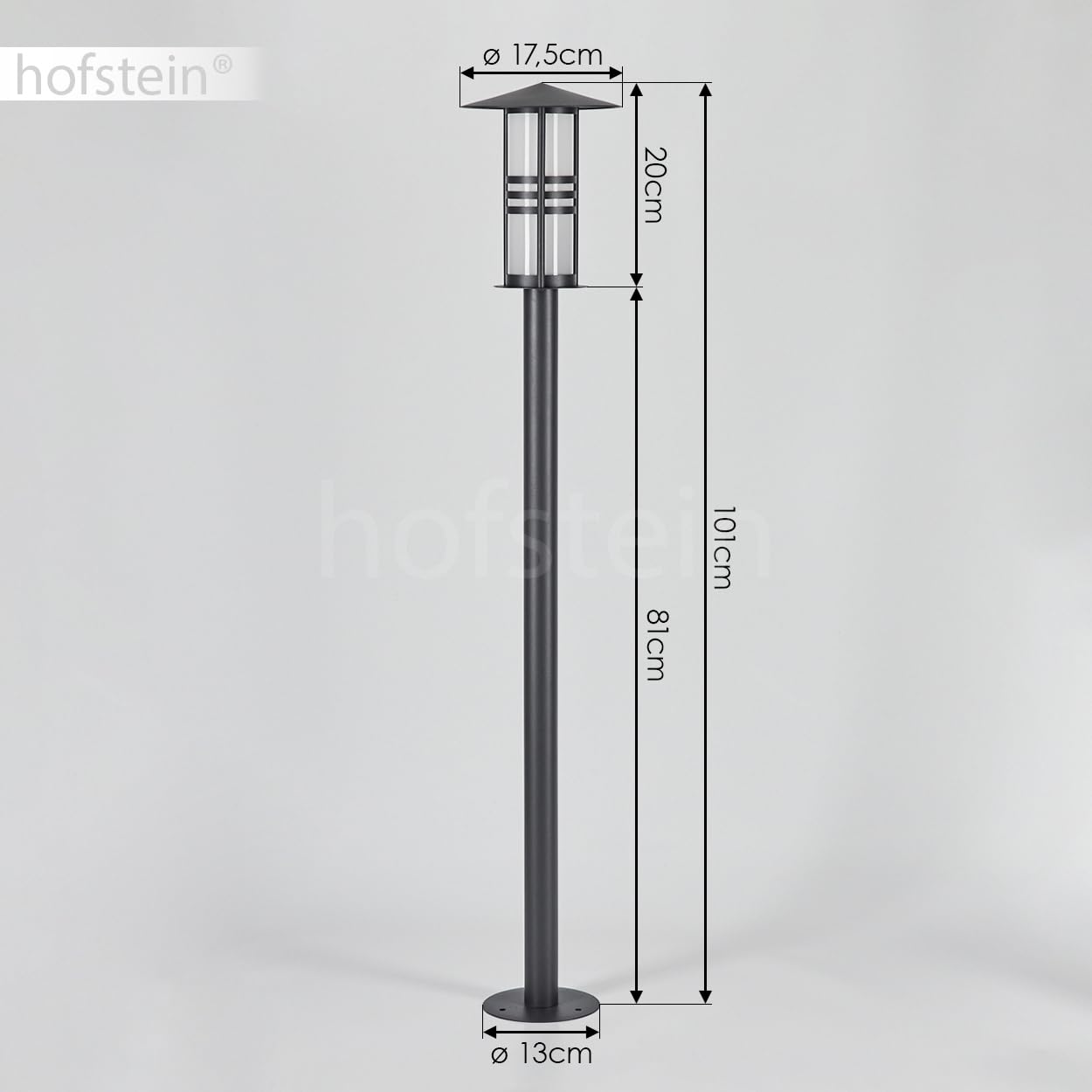 HOFSTEIN Außenstehleuchte Fukoka, Außenwegeleuchte aus Metall/Milchglas in Anthrazit, Wechselglas Klar, moderne Wegeleuchte im Retro/Vintage-Design für Garten, Außenbereich, Terrasse, 101cm, E27, IP44