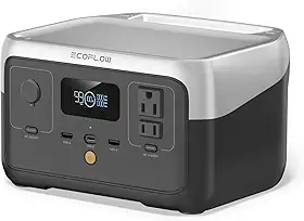 EF ECOFLOW RIVER 2 Estação de Energia Portátil, Bateria LiFePO4 de 256Wh, Carregamento Rápido de 1 Hora, Gerador Solar (Painel Solar Opcional) para Camping ao Ar Livre/Autocaravana/Uso Doméstico