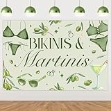 Wonmelody Margarita Bachelorette Party Dekorationen 1,5 x 0,9 m Bikinis & Martinis Hintergrund Banner Grün Margarita Junggesellinnenabschied Dekorationen für Strand Bach Sommer Tropische