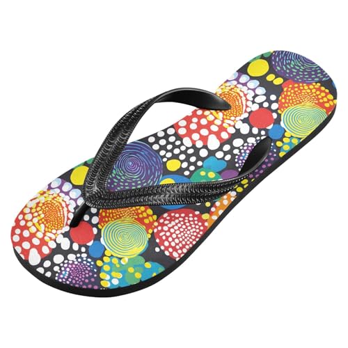 Colored Abstract Circle Flip Flop Sandal for Women Men, Casual Beach Slippers Indoor Outdoor XS2