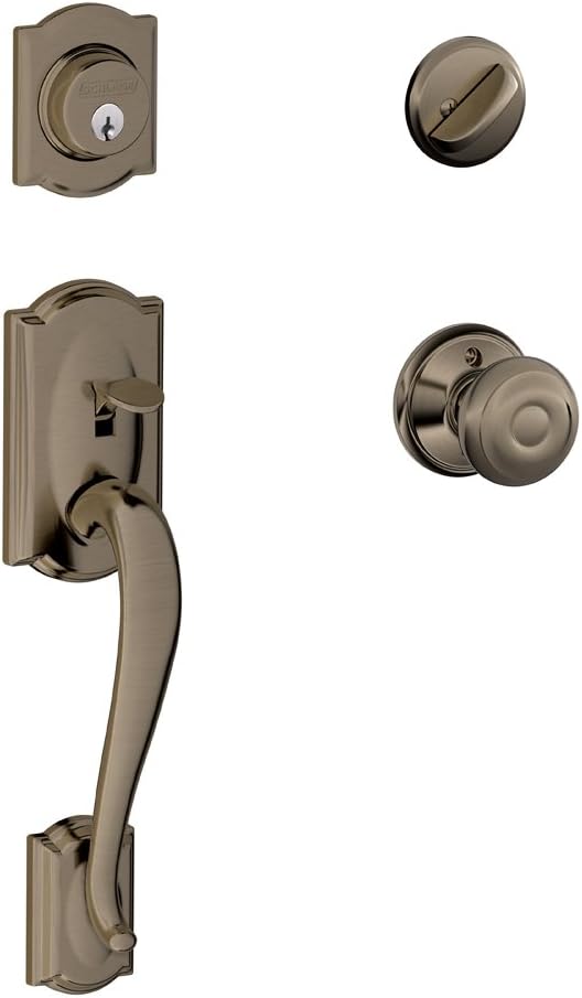 キャメロットSingle円柱Handleset and Georgianノブ、サテン真鍮(f60 Cam 608 Geo) : キャメロットSingle円柱Handleset and Right Hand