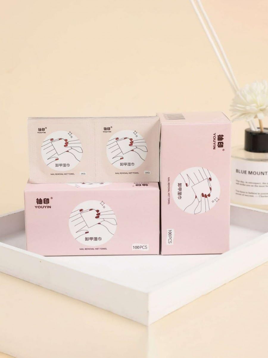 Nail Polish Remover Wipes Nail Paint Remover Wipes Nail Enamel Removal Tissue Wet Pads Wipes (Pack of 100)-image-42