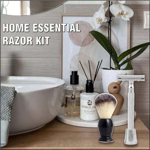 Image of Pearl Shaving Double Edge Safety Razor (SS-01CC With stand And Shaving Brush 11 SY) -Classic & Traditional shaving Kit for Men | Premium Shaving Set for Holi Gift Option