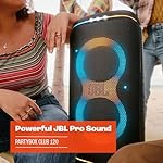 JBL PartyBox Club 120 - Portable Party Speaker with Foldable Handle, Powerful JBL Pro Sound, Futuristic lightshow, Up to 12 Hours of Play time, Splash Proof, Dual Mic & Guitar Inputs (Black) - Image 4