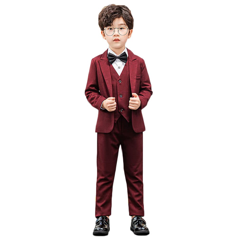 Niño Traje de Ceremonia Conjunto de 4/5 Piezas Slim Fit Formal de Esmoquin Conjunto de Traje Elegante para Bautizo Comunión