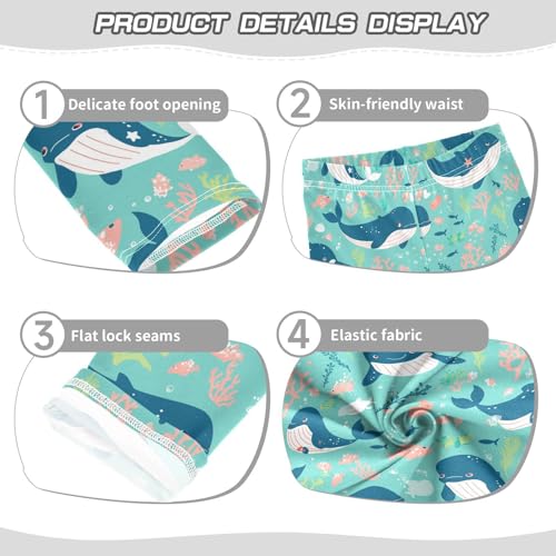 Cute Whales Girls' Leggings Toddler Doodles Kids Yoga Pants Dance Active Tights 4T3