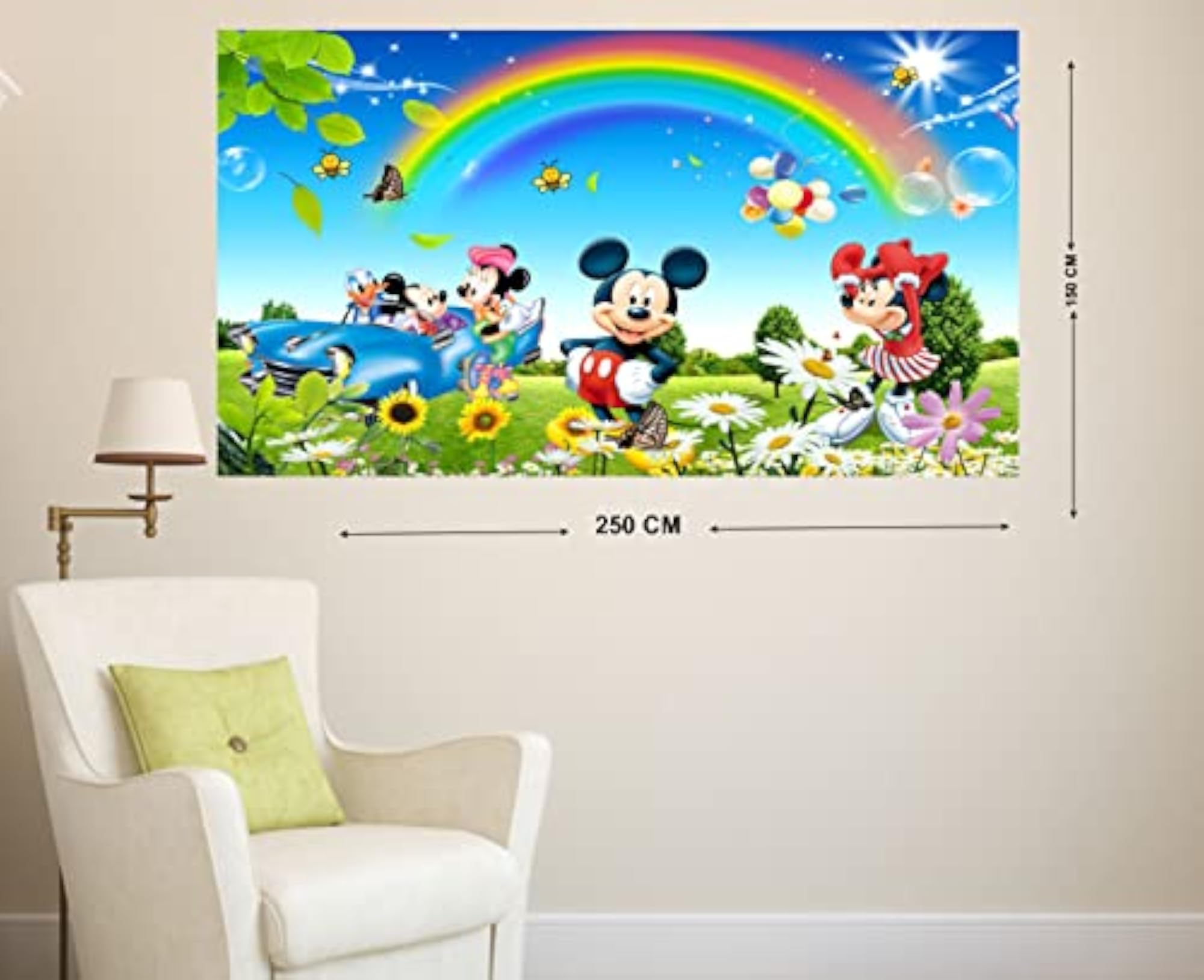 LANSTICK Micky Mouse Sky Rainbow Background WALL Sticker