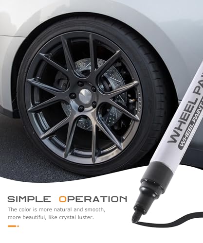 SCUARI Car Rim Repair Kit Curb Rash,Touch Up Paint Pen,Car Accessories Wheel Paint for Rims,Wheel Scratch Repair Kit,Car Tire Marker Pens,Waterproof Car Tire Paint Pen,Fits Car Rim Scratch Repair (Bright Black)