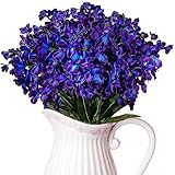 Waydress 32 Pieces 27 Inches Artificial Purple Blue Orchid Faux Flowers Purple Orchids Silk Flowers for Wedding Dinning Home Restaurant Decoration Bridal Bouquet Corsage Boutonniere Wreath Decor