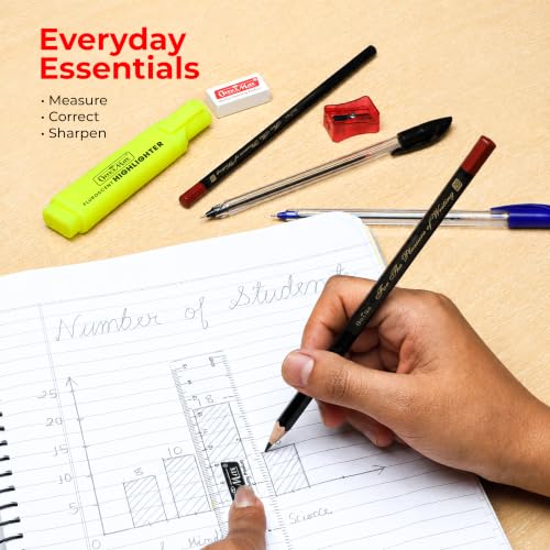 Image of Soni OfficeMate Deskmate Kit | Includes 2 Gel Pens, 2 Pencils, 1 Highlighter, 1 Eraser, 1 Sharpener, 1 Scale (6-Inch) | Assorted Stationery Items | Essential Stationery Kit | Combination Set of 8
