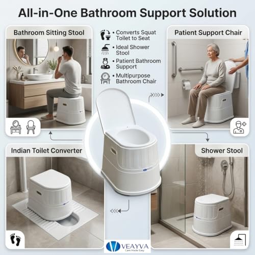 Image of VEAYVA heavy duty Portable Indian Toilet to Western Convertor EasyGo Round Portable Commode | Toilet stool | Toilet Commode for | Commode Stool | Portable Toilet Seat