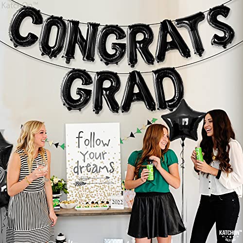 Image of Graduation Decorations 2026 | Black Congrats Grad Balloons - 16 Inch | Black Congrats Grad Banner | Graduation Balloon Banner For Congrats Grad Decorations, Congratulations Decorations, KatchOn