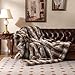 Giantex Faux Fur Throw Blanket - 60” x 80” Soft Plush Fuzzy Luxury Faux Fox Fur Blankets, Fluffy Thick Cozy Warm Striped Decor Blanket for Bed Sofa, Gift for Women Men, 780GSM (Brown Taupe)