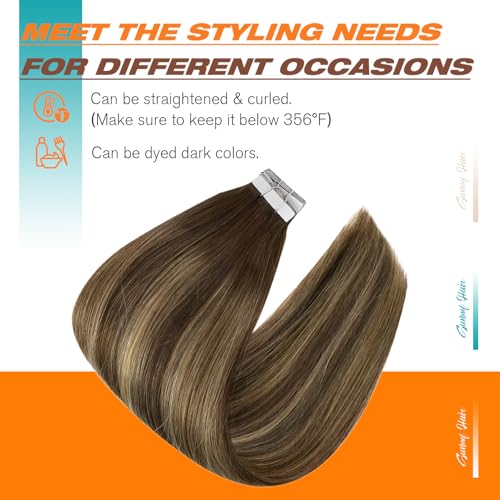 Image of Sunny Hair Tape in Hair Extensions Human Hair Ombre Straight 50g 20Pcs