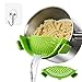 Colino in Silicone con Clip Resistente al Calore, Colino per Pasta, per Alimenti, Resistente al Calore Si Adatta a Pentole, Zuppiere, Padelle, con 1 Pezzo Gancio da Parete per Cucina, Colore Verde
