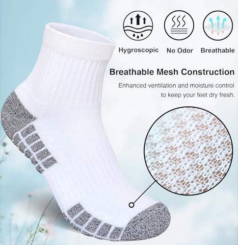 Mens Athletic Cushioned Quarter Socks Anti-Blister Comfort Running Ankle Socks 5 Pairs4