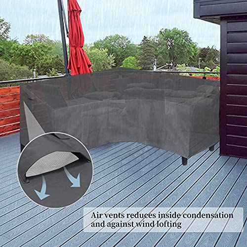Image of Easy-Going Patio V-Shaped Sectional Sofa Cover, Waterproof Outdoor Sectional Cover,Heavy Duty Garden Furniture Cover with Air Vent 100 inch L (on Each Side) x 33.5 inch D x 31 inch H, Dark Gray