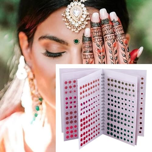 Image of VAMA Fashions Multicolour Stone Self Adhesive Kumkum Bindis Sticker Bindiya Bride Groom Forehead Bindi Spiral Book Booklet for Women & Girls (Glitter Bindi Booklet)