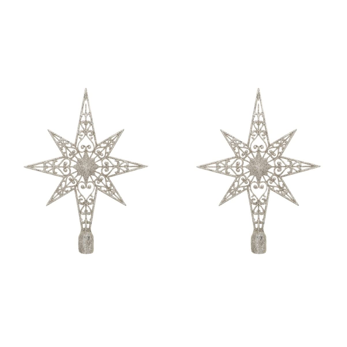 Estrella para árbol de Navidad vintage (paquete de 2 piezas) para decoración de fiestas