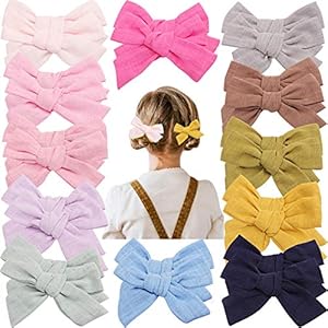 24 PCS Baby Girls Hair Bows Clips 4.5 inch Alligator Clips Tiny Barrettes Accessories for Fine Hair Infants Toddler Kids…