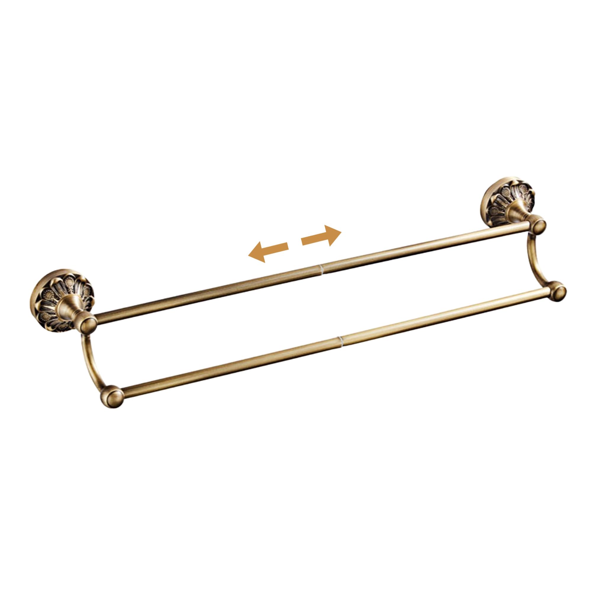Peonybath Double Towel Bar Antique Brass Bathroom Hardware Wall Mounted Double Towel Rack Vintage Copper Bath Accessories