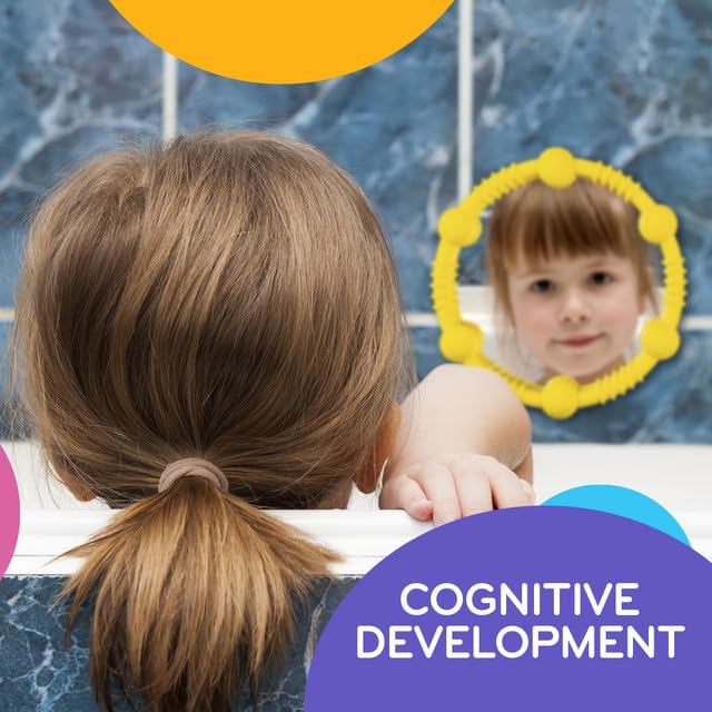 Mobi Lookee Miroir de Bain sensoriel – Miroir de bébé incassable et de qualité Alimentaire en Silicone pour s'amuser dans la Baignoire, Jouets pour Tout-Petits et bébés, sans BPA et phtalates