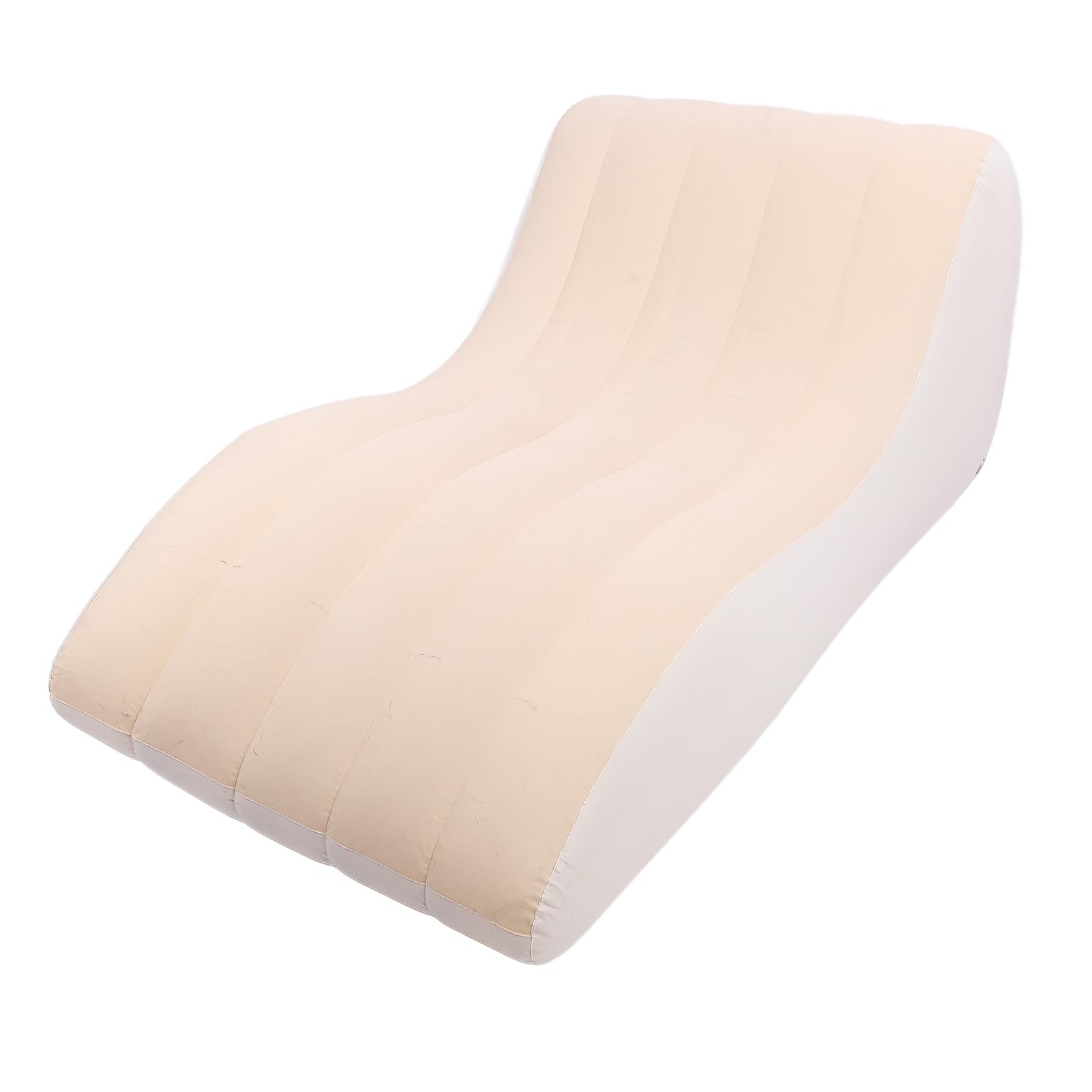 gernie Inflatable Lounger Air Sofa, 61x38x25 Inch Ergonomic S Shape Comfortable Top Inflatable Couch Bed 220lb Load Capacity Portable Lazy Lounger Chair for Home Camping (Beige