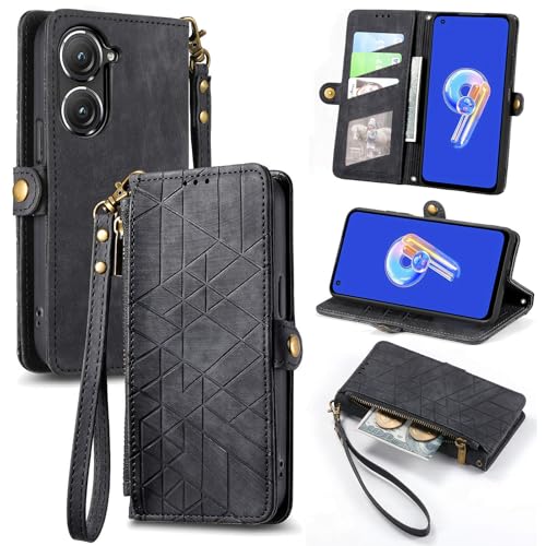 Rfvzubemok Compatible con ZTE Blade V41 Vita Funda,Compatible con ZTE Blade V41 Vita 5G Funda para teléfono con Soporte abatible y Tarjetero de Cuero PU Black