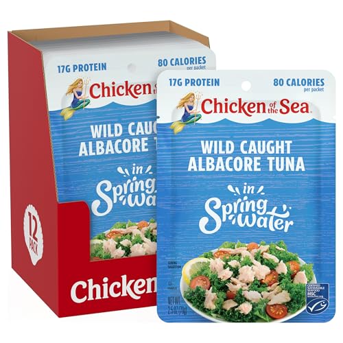 Chicken of the Sea Albacore Tuna in Water Packet, 2.5 Ounce Packets (Pack of 12), Wild Caught Tuna, Gluten-Free