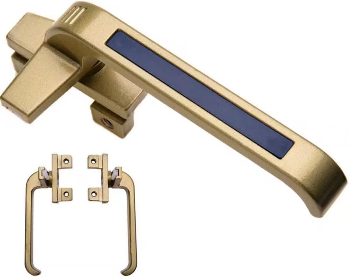 Manijas de aluminio dorado para ventana abatible y seguridad en el hogar
