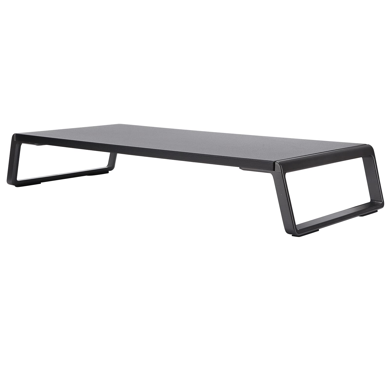 AMONIDA Podstawka Pod Monitor Ergonomiczna Konstrukcja Trwałe Miejsce do Przechowywania do Użytku Domowego w Biurze Czarne Aluminium, Drewno Kompozytowe 24,2 X 9,2 X 56,5 Cm
